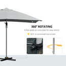Outsunny 3(m) Cantilever Roma Parasol w/ Crank & Tilt, 360°Rotating, Light Grey