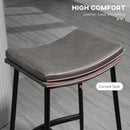 HOMCOM Breakfast Bar Stools Set of 2 Upholstered Barstools w/ Curved Seat Grey