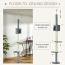 PawHut Cat Tree, Kitten Play Tower w/ Solid Scratching Post, Light Grey