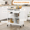 HOMCOM Kitchen Trolley Utility Cart W/ Wheel Wine Rack Open Shelf and Cabinet