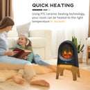HOMCOM Freestanding Ceramic Space Heater w/ Flame Effect 3 Heat Settings, Black