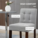 HOMCOM Modern Fabric Bar Stools Set of 2 Bar Chairs with Back Wood Legs Grey