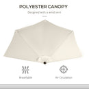 Outsunny 3(m) Half Round Parasol Garden Sun Umbrella Metal w/ Crank Cream White
