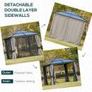 Outsunny 3x3(m) Aluminium Hardtop Gazebo Canopy w/ Polycarbonate Top, Curtains