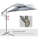 Outsunny 2.7m Cantilever Banana Parasol Outdoor Sun Shade w/ Crank, Dark Grey