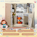 HOMCOM Corner Kids Kitchen w/ Sound Light, Phone, Microwave, Oven, Range Hood