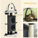 PawHut Cat Tree for Indoor Cats w/ Scratching Posts, Hammock, Toy Ball - Grey