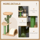 PawHut 72cm Cat Activity Centre w/ Bed, Toy Ball, Sisal Post, Curved Pad
