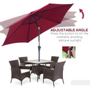 Outsunny Patio Umbrella Parasol Sun Shade Garden Aluminium Wine Red 2.7M
