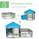 PawHut Steel Chicken Coop, Hexagonal Hen House w/ Water-Resistant Canopy - Blue