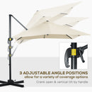 Outsunny Square Cantilever Roma Parasol 360° Rotation w/ Hand Crank, Cream White