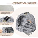 Wicker Cat Basket W/ Mat Handle Kitten Pussy Enclosed Bed Portable - Grey