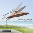 Outsunny 3(m) Banana Parasol Cantilever Umbrella Garden w/ Base Weights, Coffee