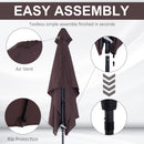 Outsunny 3x2m Patio Parasol Canopy Tilt Crank 6 Ribs Sun Shade Garden Brown