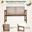 Outsunny 2-Seater Wooden Garden Bench w/ Backrest and Armrest for Yard Brown