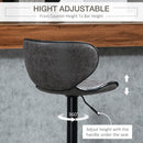 HOMCOM Bar Stool Set of 2 PU Leather Adjustable Height Armless Chairs Dark Grey