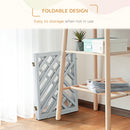 PawHut Wooden Pet Gate Foldable Freestanding Pet Gate w/ Three Panels - Grey