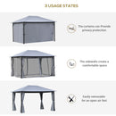 Outsunny 4 x 3(m) Outdoor Gazebo Canopy Pavilion w/ Curtains Netting Sidewalls