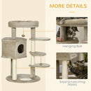 PawHut Cat Tree for Indoor Cats Tower w/ Ramp, Bed, Cat House, Toy Ball - Brown