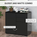 HOMCOM Side Cabinet with 2 Door Cabinet and 2 Drawer for Home Office Black