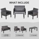 Outsunny 4 PCs Aluminum Rattan Outdoor Sofa Set Conservatory Furniture Tea Table