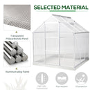 Outsunny 6x6ft Walk-In Greenhouse Polycarb. Panels Aluminium Frame Sliding Door