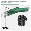 Outsunny Square Cantilever Roma Parasol 360° Rotation w/ Hand Crank, Green