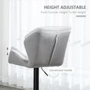 HOMCOM Set Of 2 Luxurious Velvet-Touch Bar Stools Metal Frame Footrest Grey