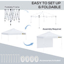 Outsunny 3x3(M) Pop Up Gazebo Canopy Tent w/ 1 Sidewall Carrying Bag White