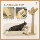PawHut 2 in 1 Cat Condo Tree Tower with Cactus Post, Ball, Hammock Bed - Brown