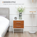 HOMCOM Bedside Table Side Table W/ Drawer & Metal Legs for Bedroom Living Room