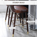 HOMCOM Luxury Bar Stools Set of 2 with Back, PU Leather Upholstery, Brown
