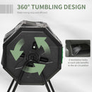 Outsunny 160L Outdoor Tumbling Compost Bin w/ Dual Chamber, Sliding Doors, Black