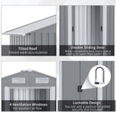 Outsunny 6ft x 4ft Metal Shed Garden Shed w/ Double Door & Air Vents, Grey