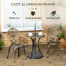 Outsunny 3 Piece Cast Aluminium Bistro Set w/ Parasol Hole for Balcony, Patio
