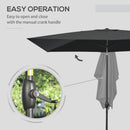 Outsunny 2 x 3(m) Garden Parasol Rectangular Market Umbrella w/ Crank Black