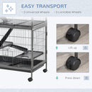 PawHut Small Animal Cages for Chinchilla Ferret Kitten on Wheels W/ Hammock Tray