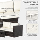 Outsunny 4Pcs Patio Rattan Sofa Garden Furniture Set Table w/ Cushions Brown