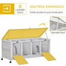 PawHut Rabbit Hutch Mobile Separable Guinea Pig Cage w/ Wheels, Slide-Out Tray