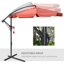Outsunny 2.7m Garden Cantilever Banana Parasol Sun Shade w/ Crank, Wine Red