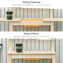 Outsunny Garden Potting Bench Workstation Table w/ Sliding Tabletop & Dry Sink