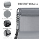 Outsunny Lounger Folding Reclining Camping Bed 5-position Adjustable Grey
