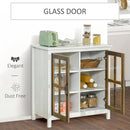HOMCOM Kitchen Sideboard, Glass Door Storage Cabinet for Dining Room White