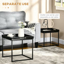 HOMCOM Coffee Table Set of 2 High Gloss Nest of Tables with Steel Frame, Black