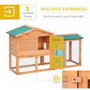 PawHut Wood Rabbit Hutch Pet House Water-Resistant w/Ramp Solid Outdoor Pet Cage