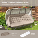 Outsunny 3 Seater Folding Outdoor Egg Chair w/ Flower Pattern, Holder Bags