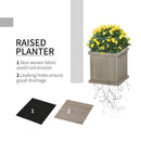 Outsunny Wooden Garden Planter & Bench Combination Garden Raised Bed Grey