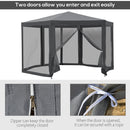 Outsunny Garden Hexagonal Gazebo Patio Outdoor Canopy Patio Party Tent Grey