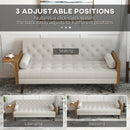 HOMCOM 3-Seater Sofa Bed Click-Clack Button-Tufted Settee Recliner Couch Beige