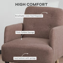 HOMCOM Upholstered Armchair, Nature Wood Frame Padded Living Room Chair, Brown